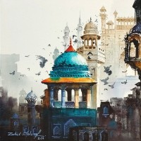 Zahid Ashraf, 12 x 12 Inch, Watercolor on Canvase, Cityscape Painting, AC-ZHA-026